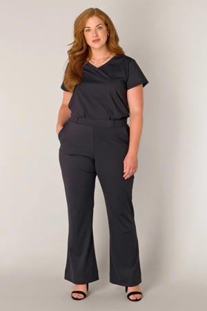 flared broek travelstof zwart