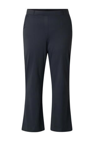 flared broek travelstof donkerblauw