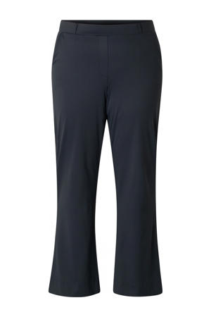flared broek travelstof donkerblauw