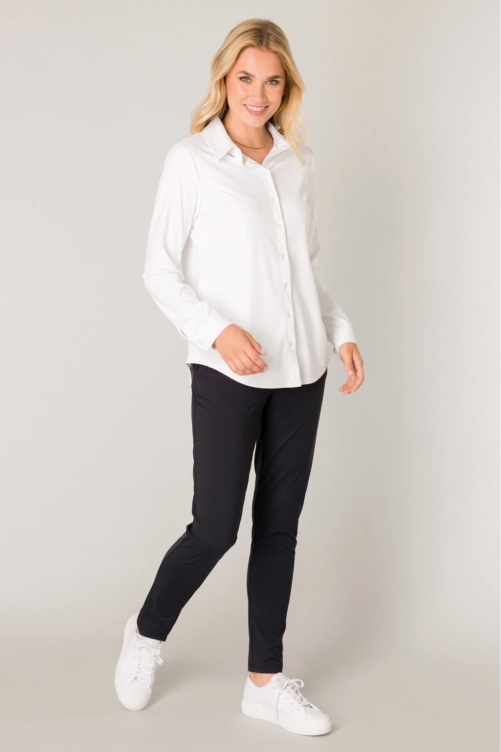 Base Level blouse travelstof wit