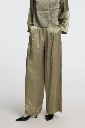 wide leg high waist pantalon kaki
