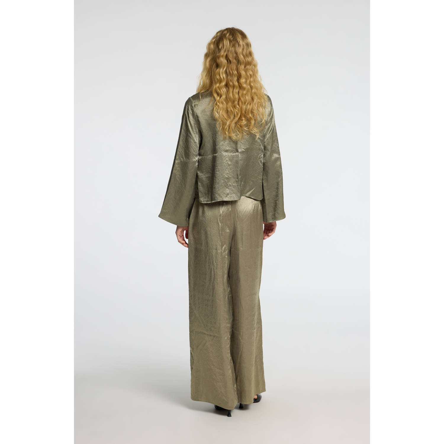 SELECTED FEMME wide leg high waist pantalon kaki