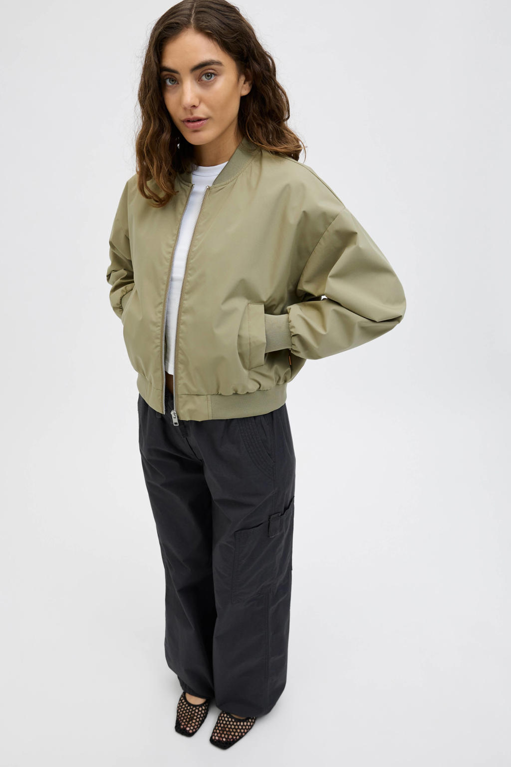 Cropped Zwarte Windbreaker Jas