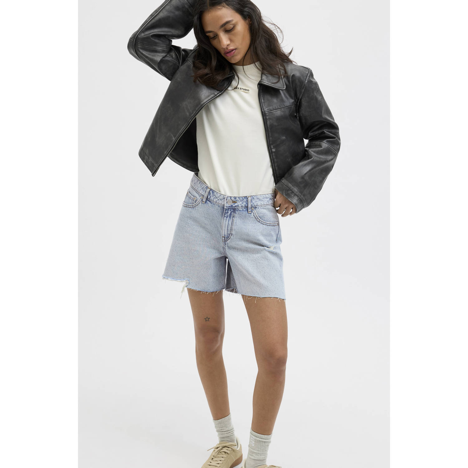 JJXX regular waist bermuda short light blue denim