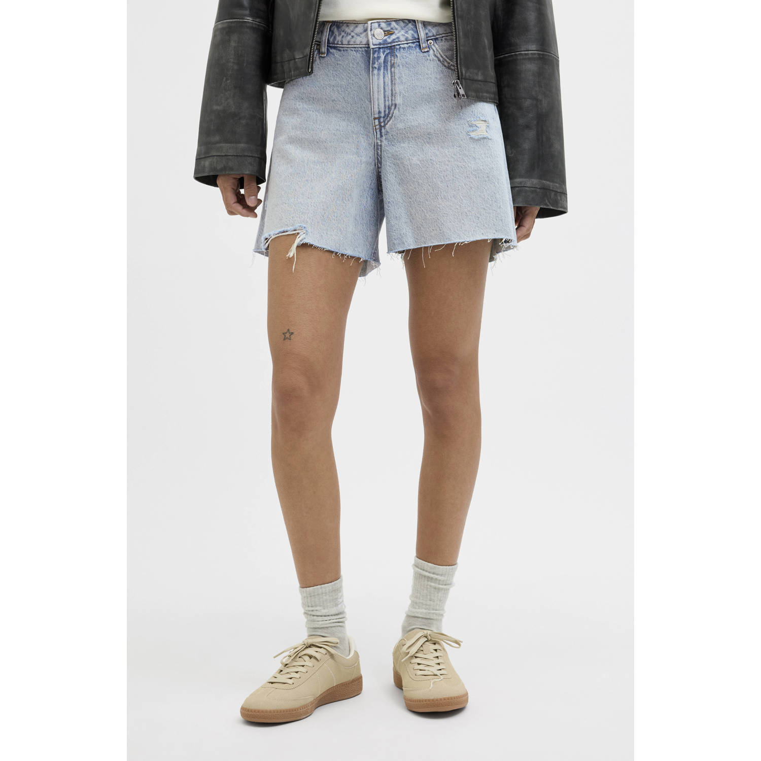 JJXX regular waist bermuda short light blue denim