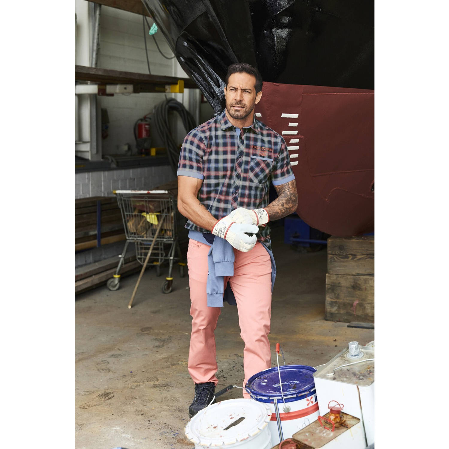 Jan Vanderstorm casual overhemd donkerblauw