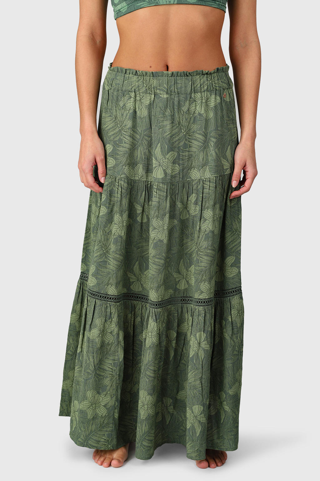 Groene dames Brunotti strandrok van viscose met elastische tailleband