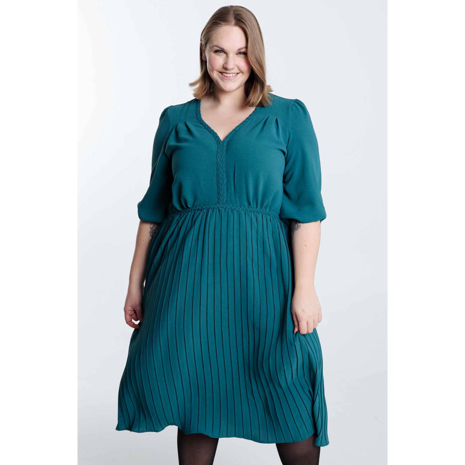 Paprika midi jurk petrol