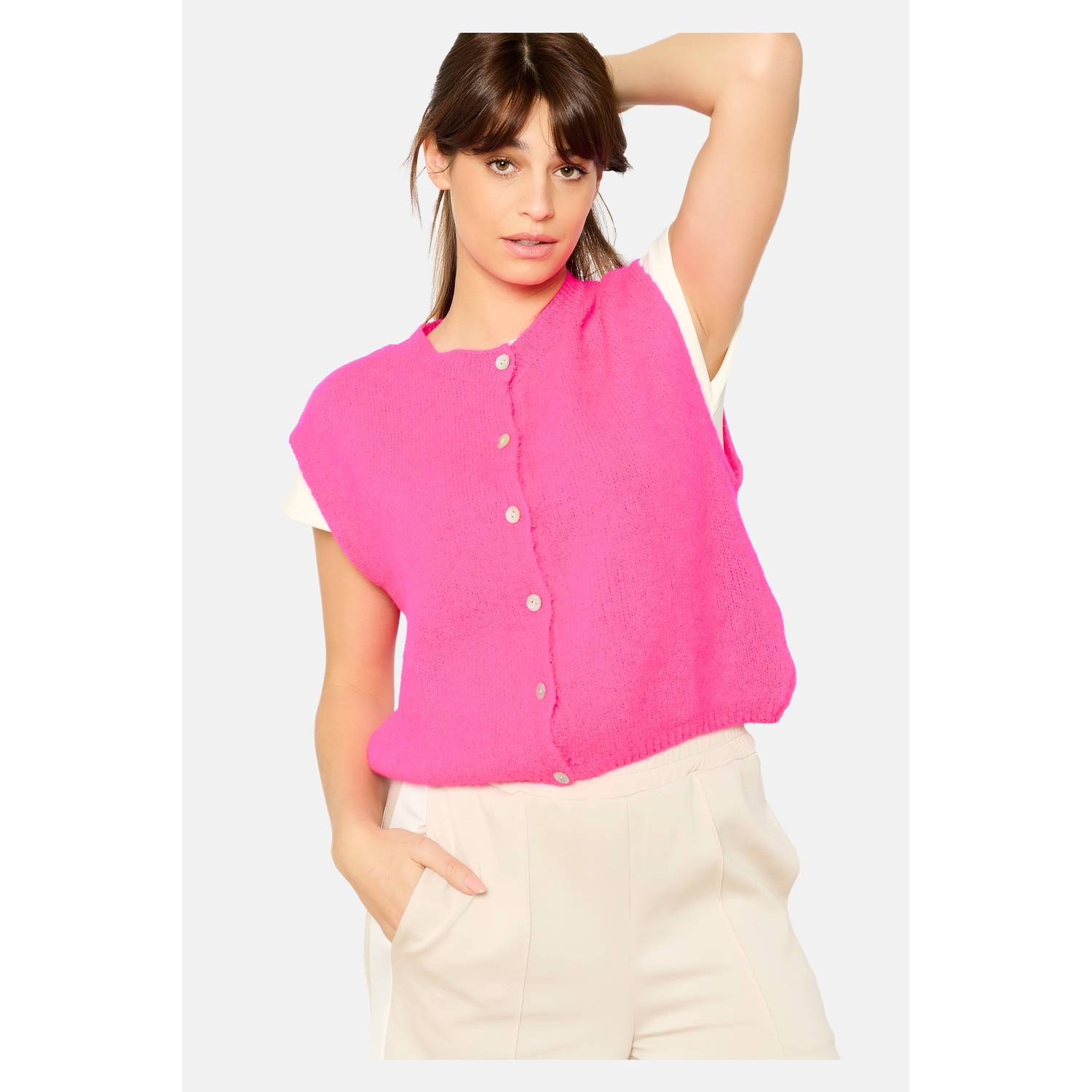 LOLALIZA gilet roze gebreid