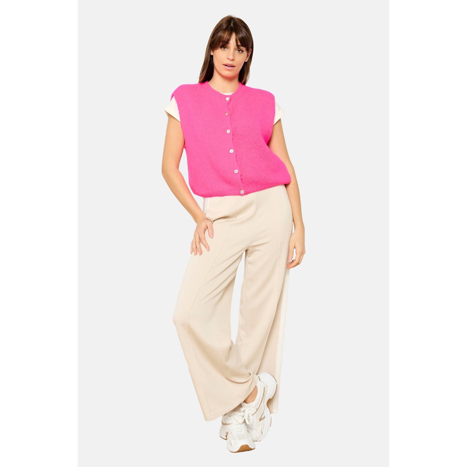 LOLALIZA gilet roze gebreid