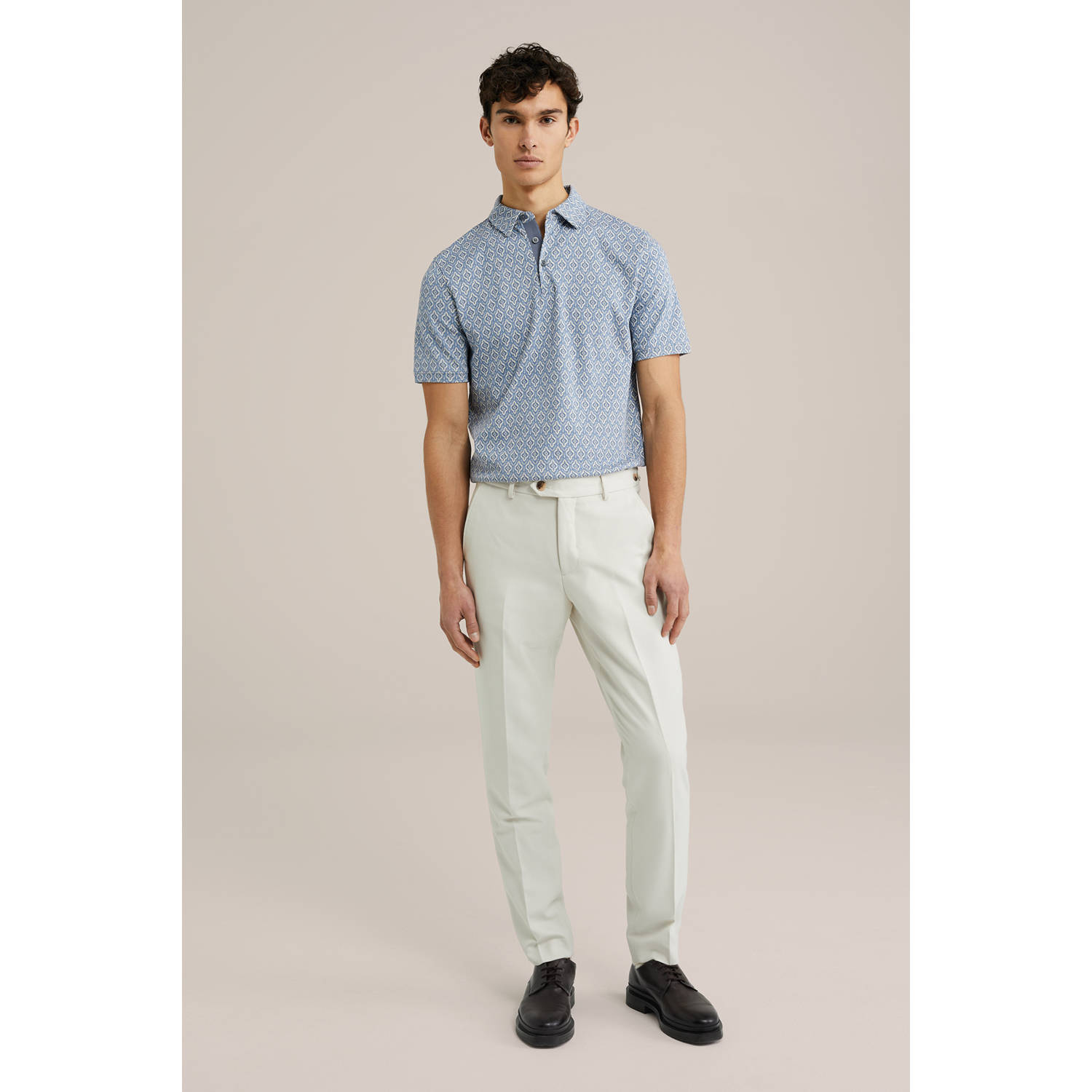 WE Fashion slim polo blauw