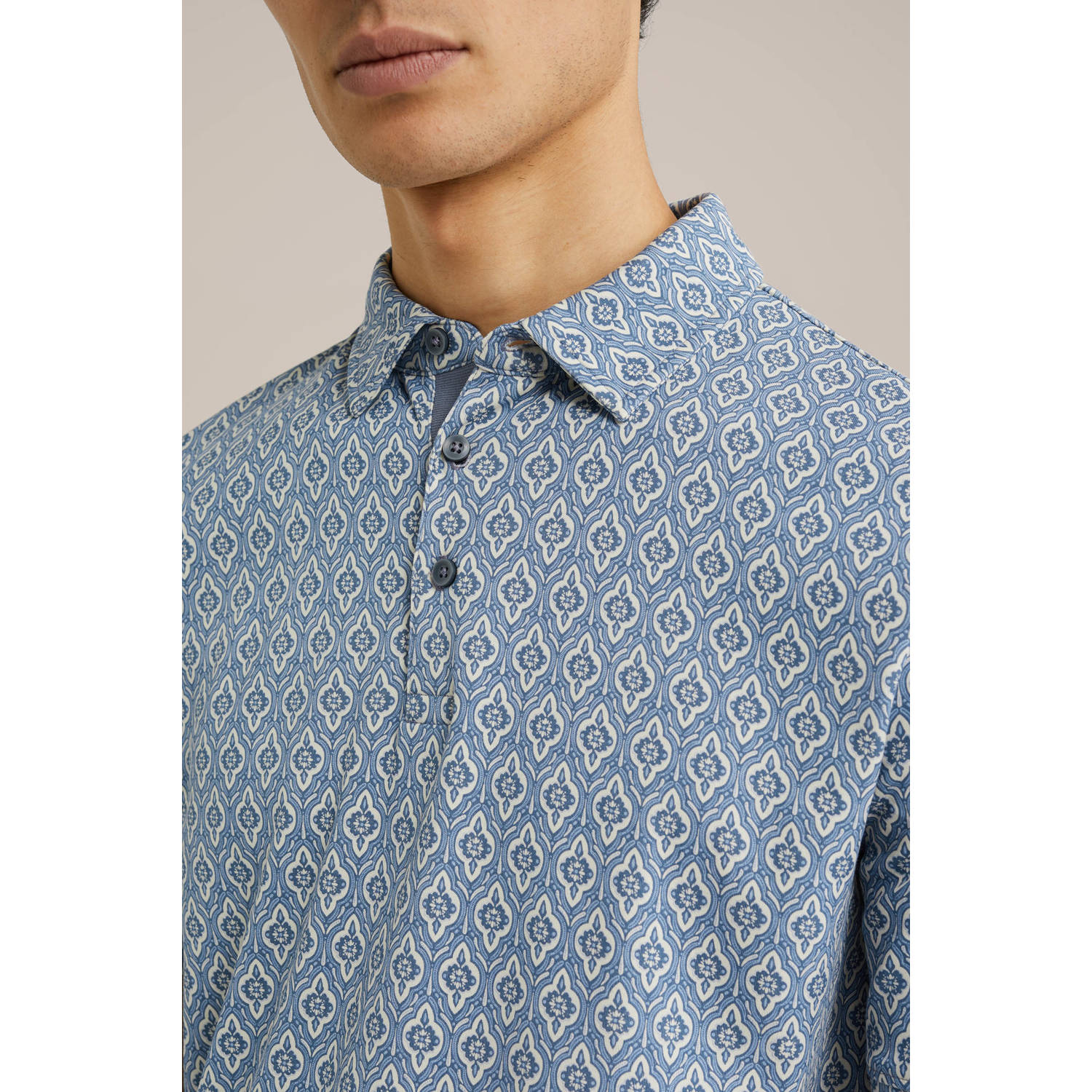 WE Fashion slim polo blauw