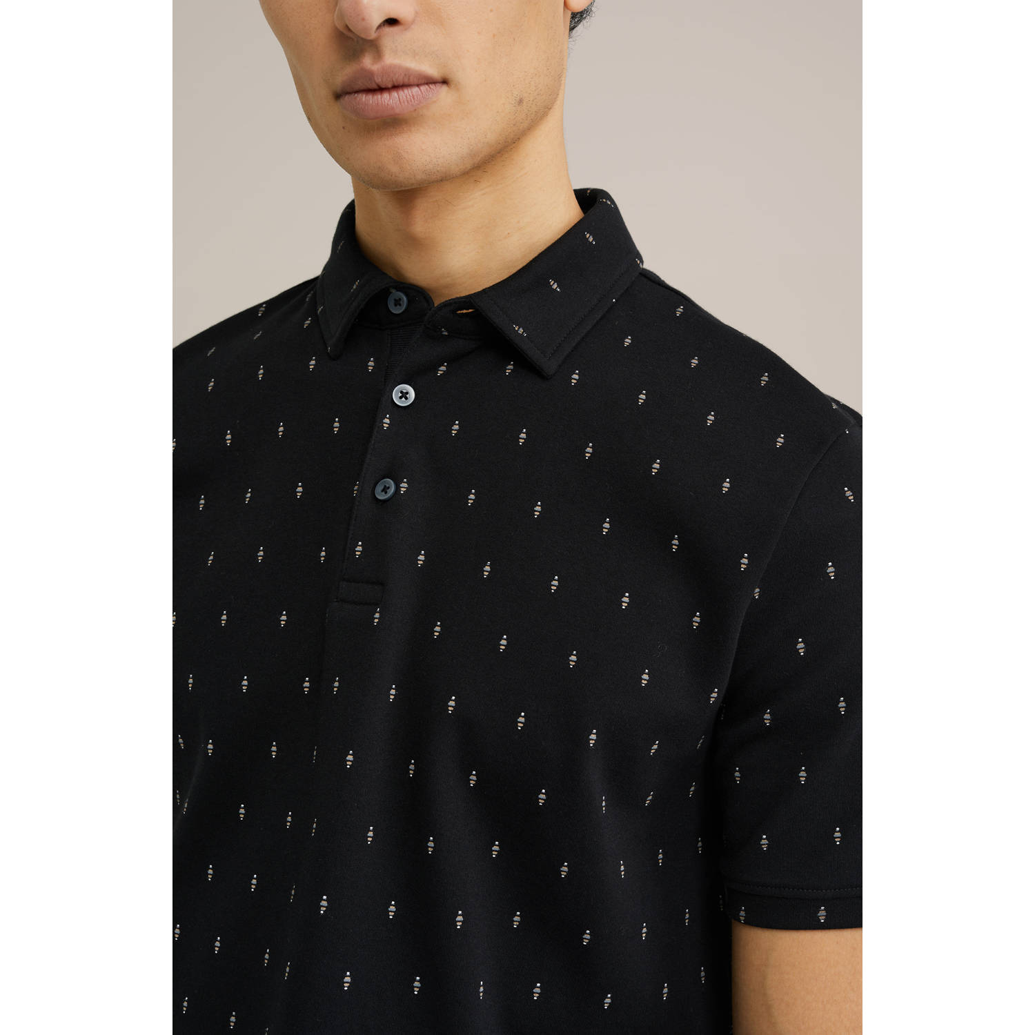 WE Fashion slim polo zwart