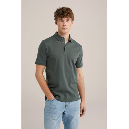 WE Fashion slim polo donkergroen afbeelding
