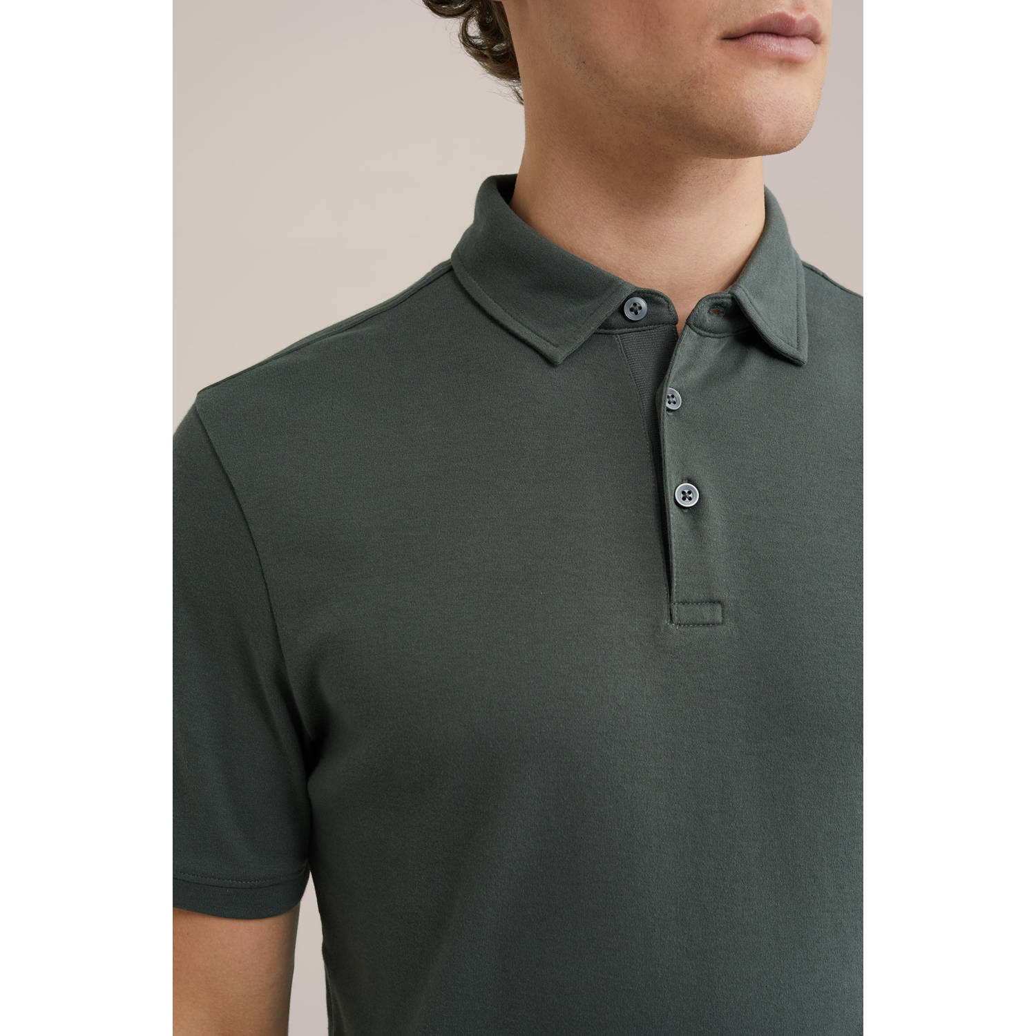 WE Fashion slim polo donkergroen