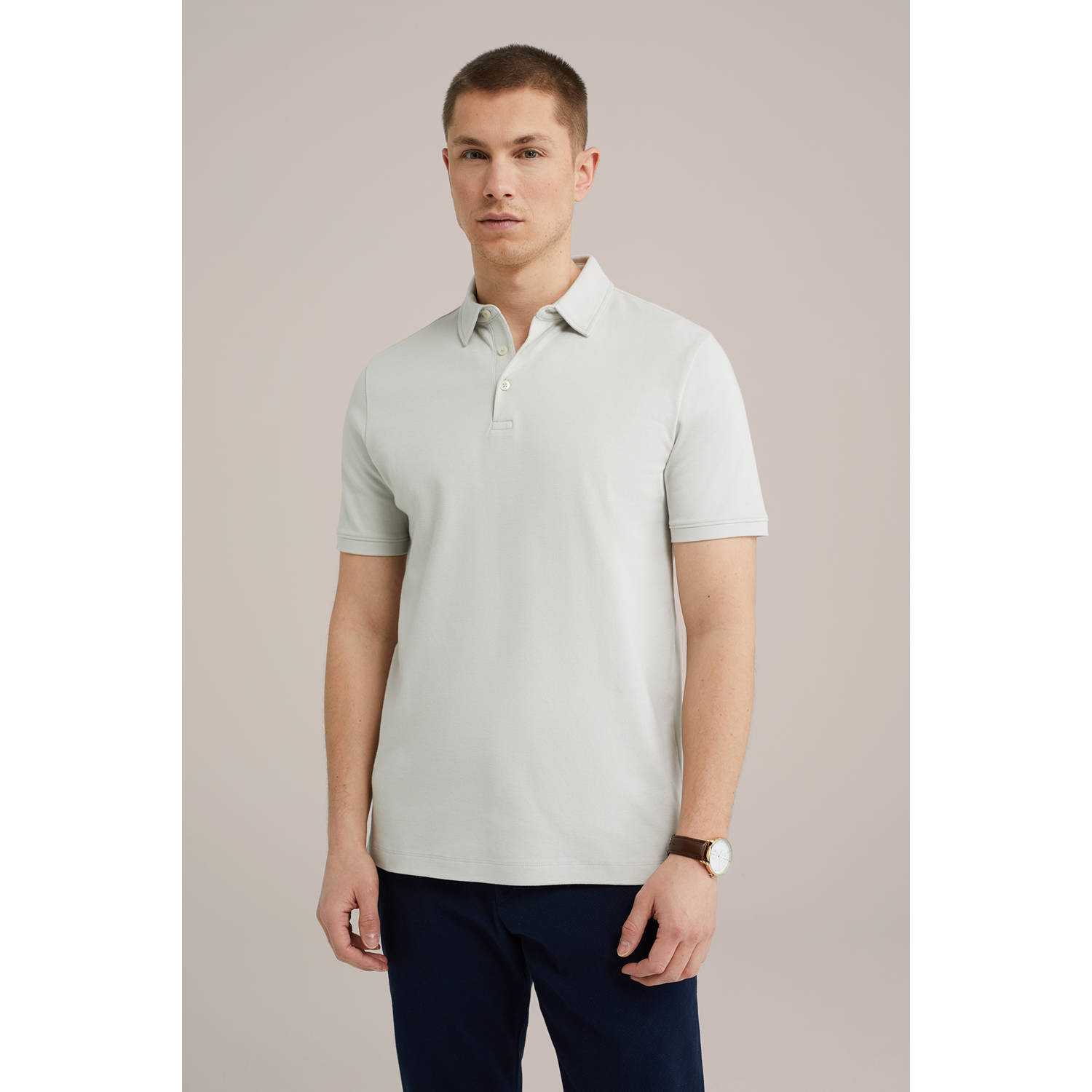 WE Fashion slim polo zand
