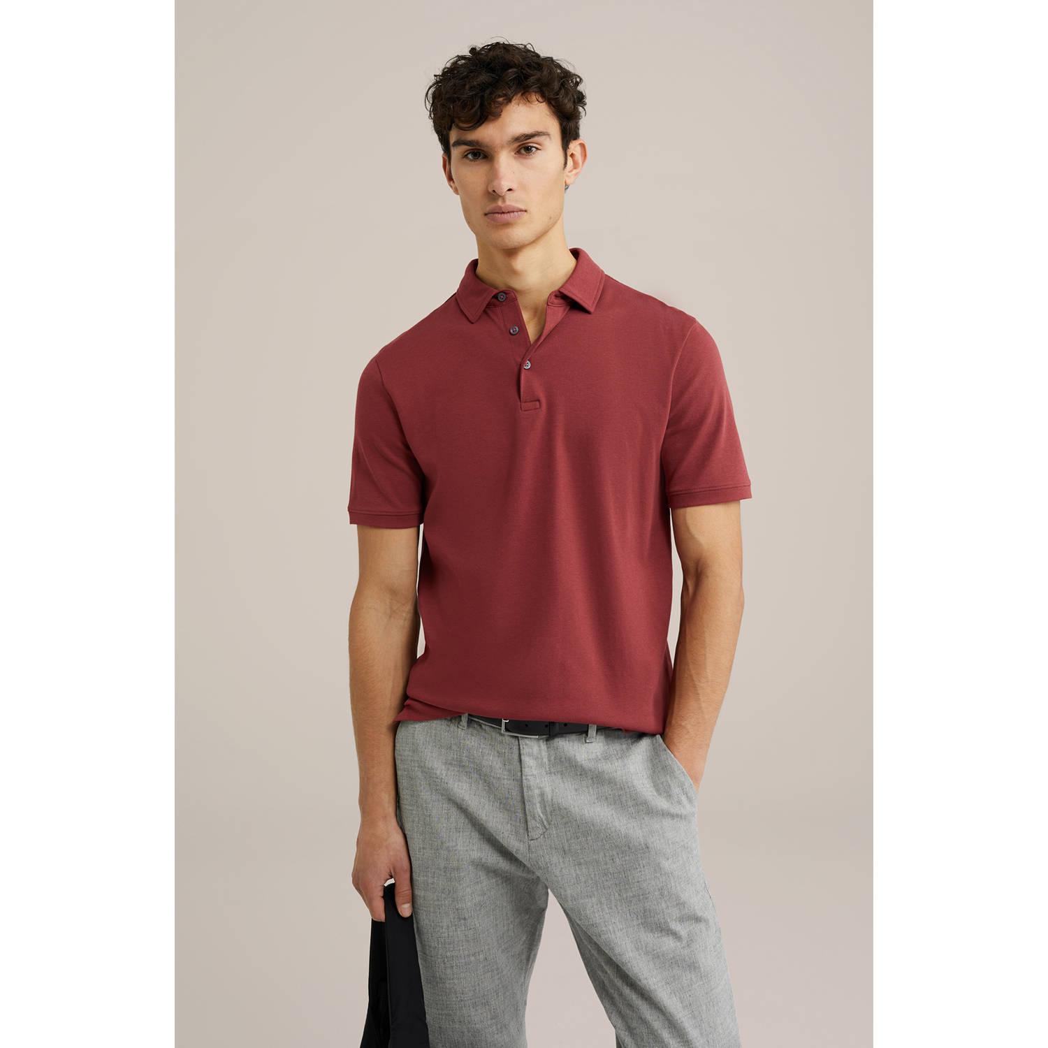 WE Fashion slim polo roodbruin