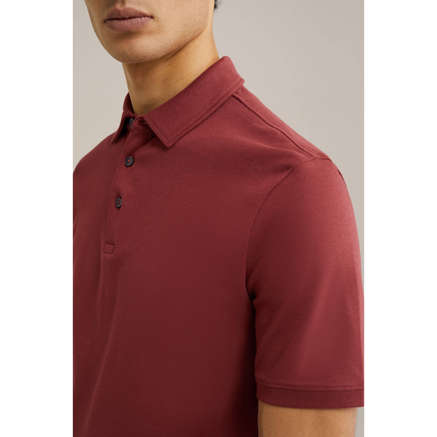 WE Fashion slim polo roodbruin