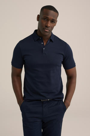 slim polo donkerblauw