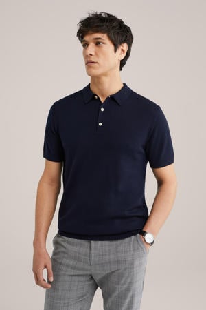 regular polo gebreid donkerblauw