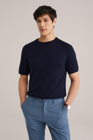 T-shirt gebreid donkerblauw