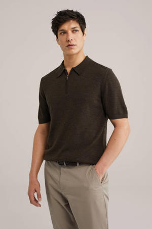regular polo gebreid donkerbruin