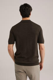 thumbnail: Van Gils regular polo gebreid donkerbruin