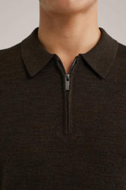 thumbnail: Van Gils regular polo gebreid donkerbruin