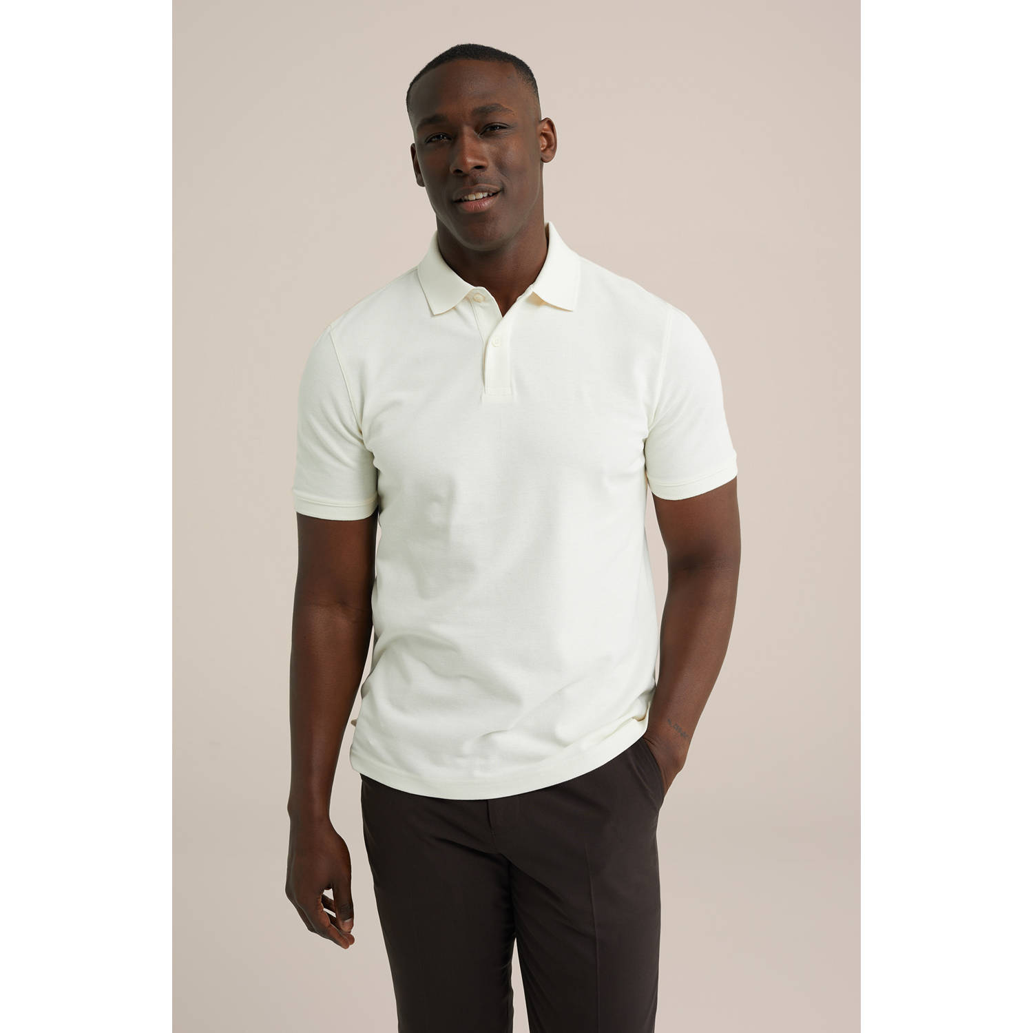 WE Fashion WE Fundamentals regular polo ecru