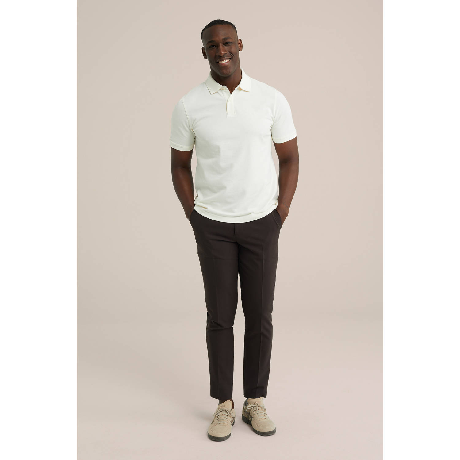 WE Fashion WE Fundamentals regular polo ecru