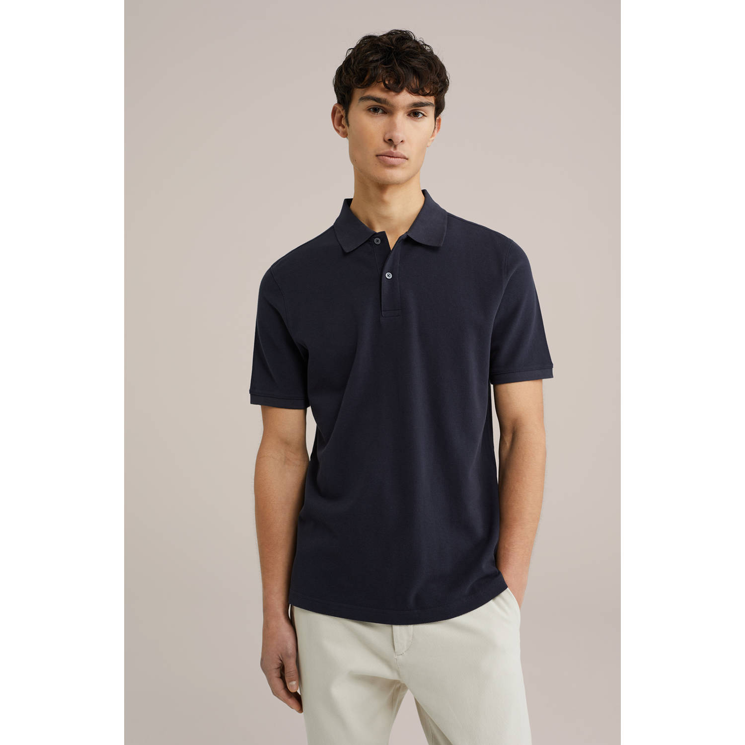 WE Fashion WE Fundamentals regular polo donkerblauw
