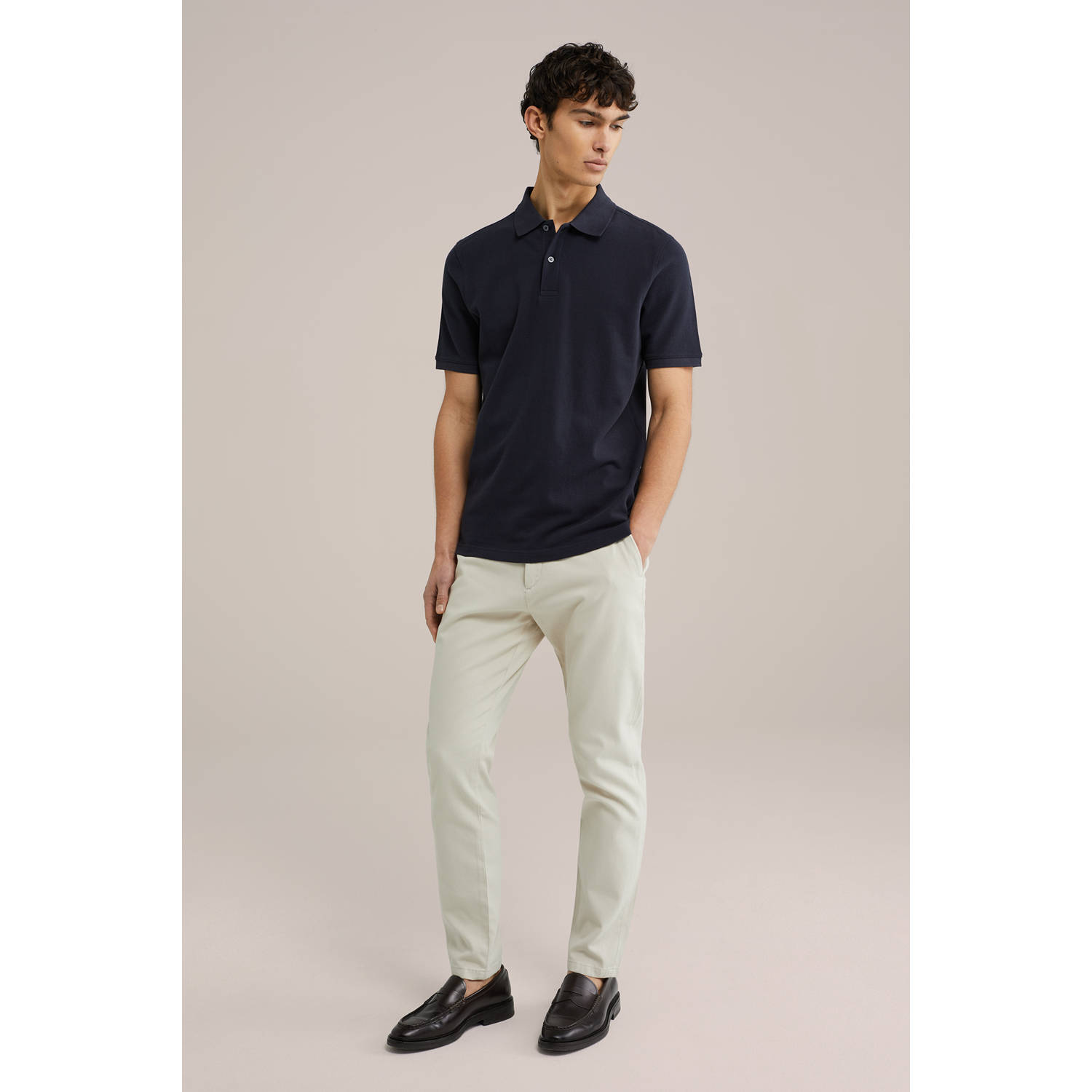 WE Fashion WE Fundamentals regular polo donkerblauw