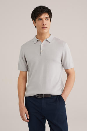 regular polo gebreid lichtgrijs