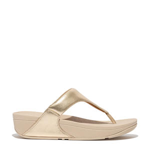 leren teenslippers goud