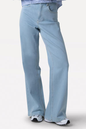 wide leg jeans light blue denim