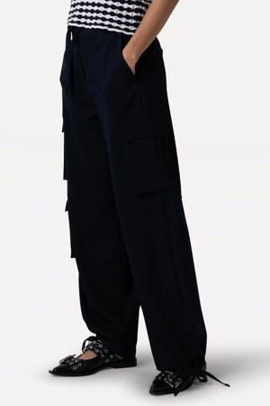 straight high waist broek donkerblauw