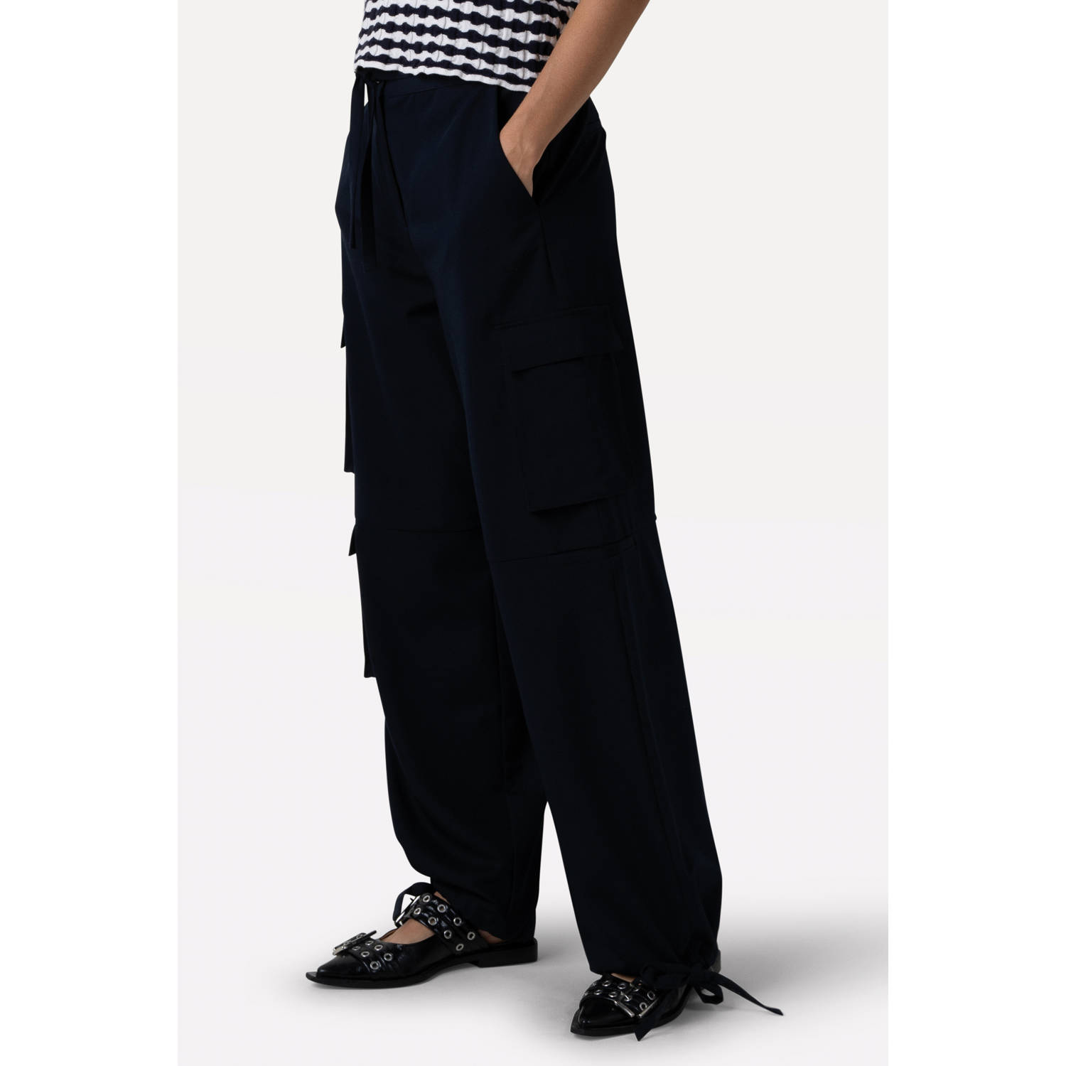 Another-Label straight high waist broek donkerblauw
