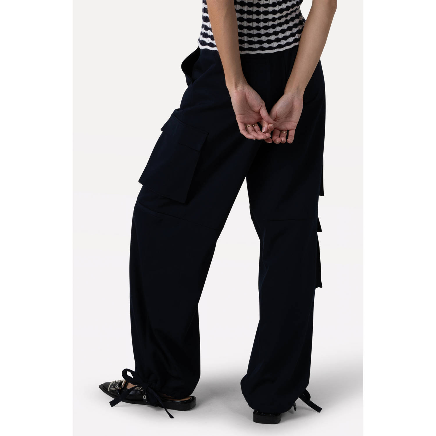 Another-Label straight high waist broek donkerblauw