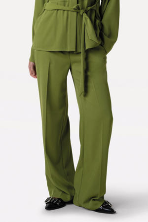 wide leg regular waist pantalon groen