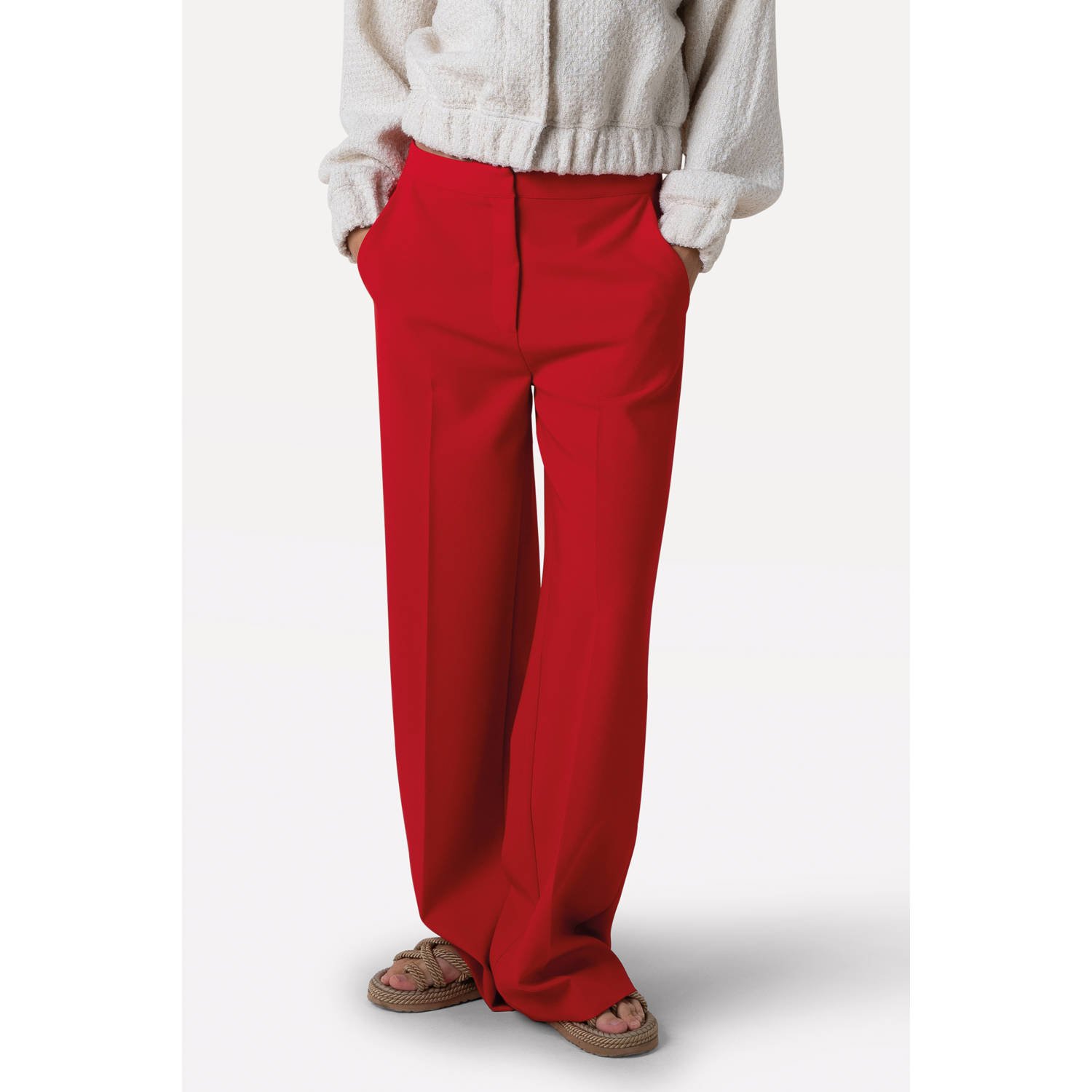 Another-Label straight high waist broek rood