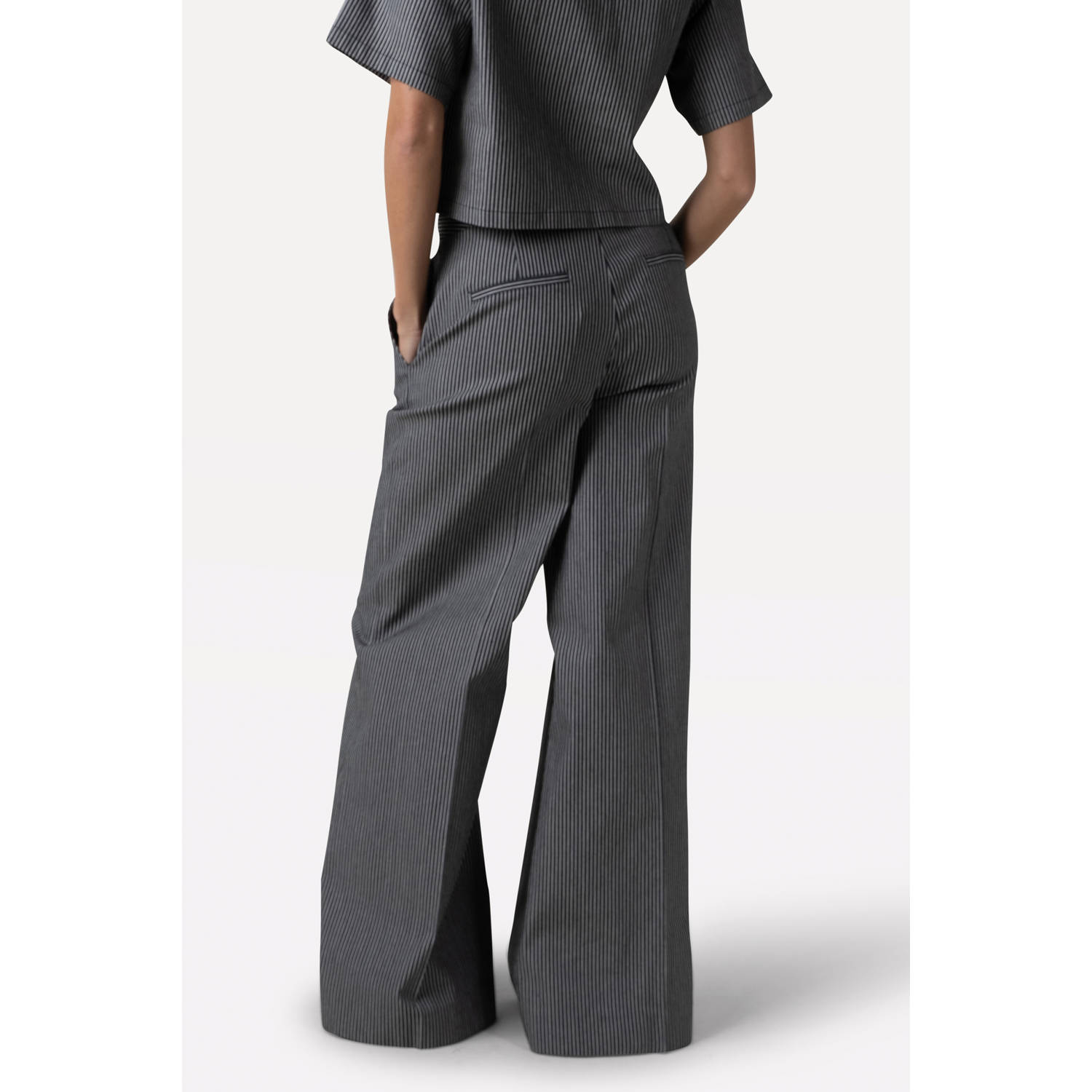Another-Label straight high waist broek zwart