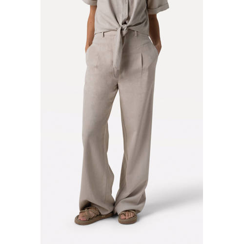 Another-Label wide leg high waist pantalon beige afbeelding