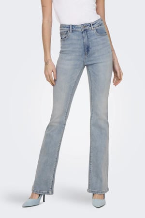 high waist flared jeans light blue denim