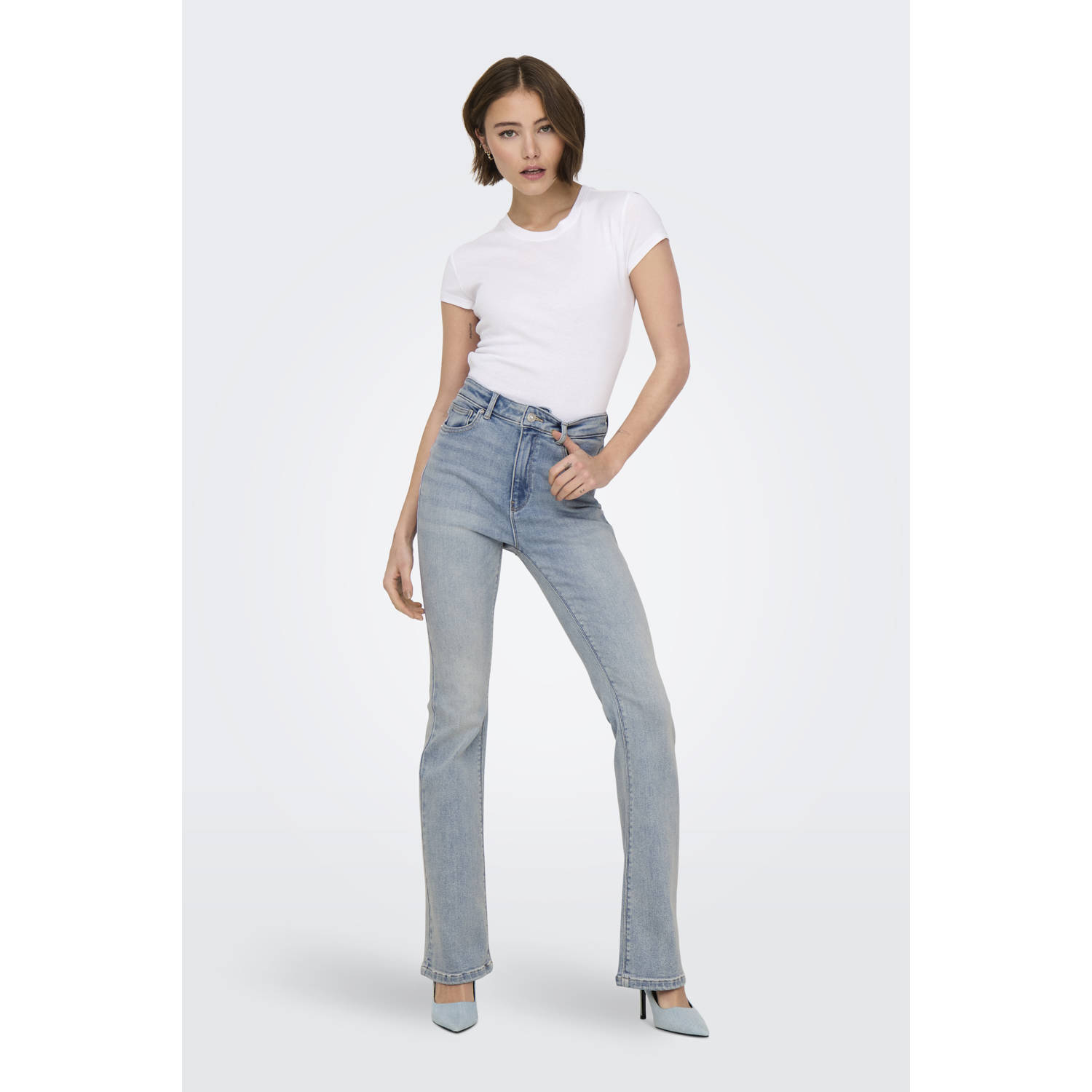 ONLY high waist flared jeans light blue denim