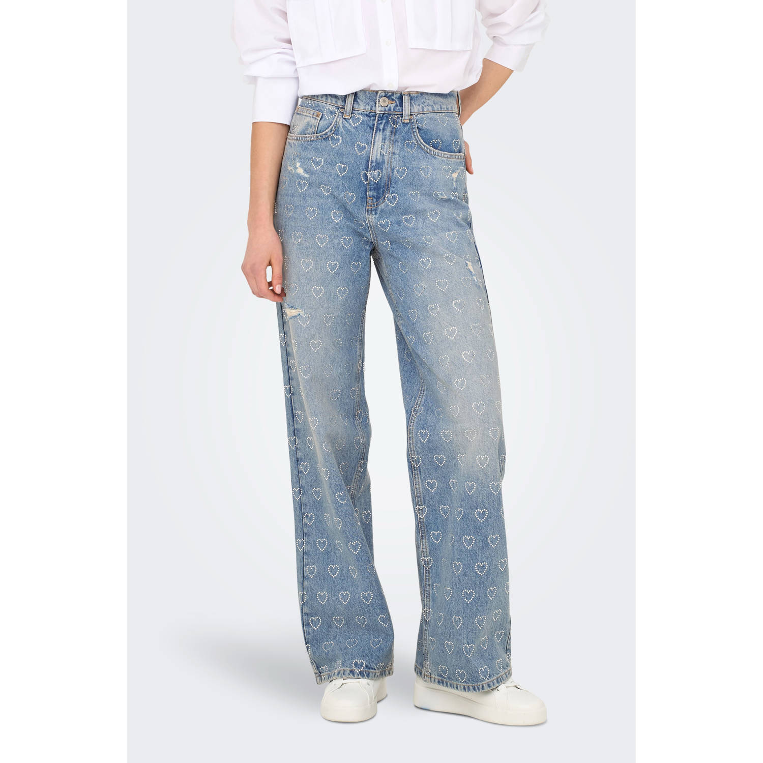 ONLY high waist wide leg jeans light blue denim