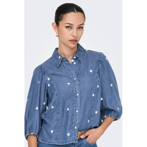 ONLY blouse medium blue denim afbeelding