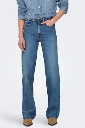 high waist wide leg jeans dark blue denim