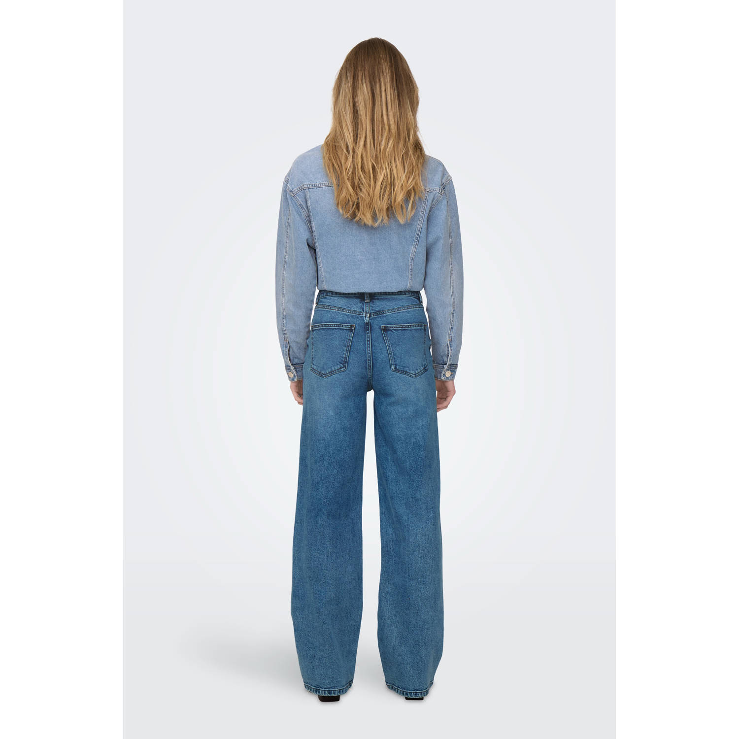 ONLY high waist wide leg jeans dark blue denim