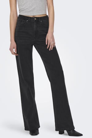 high waist wide leg jeans black denim