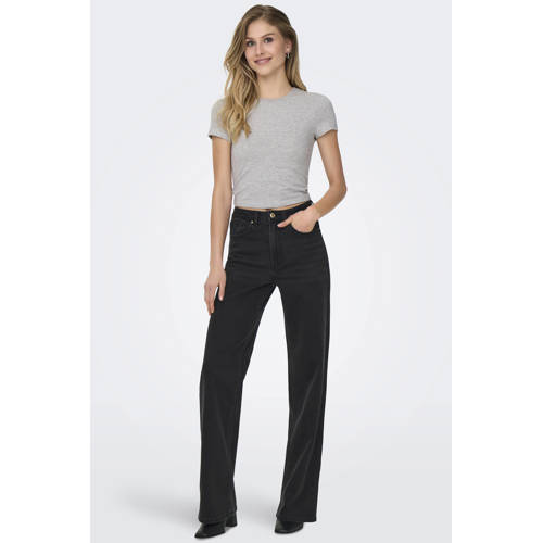 ONLY high waist wide leg jeans black denim afbeelding